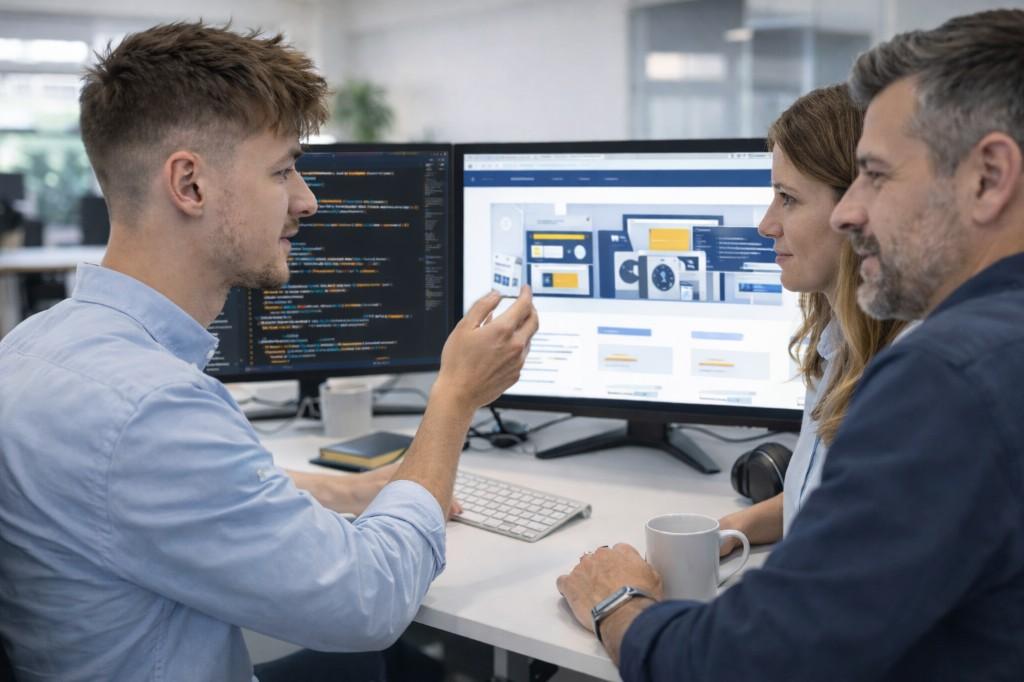 Jonas Goldberg i samarbejde med kunder om webløsninger ved skærme