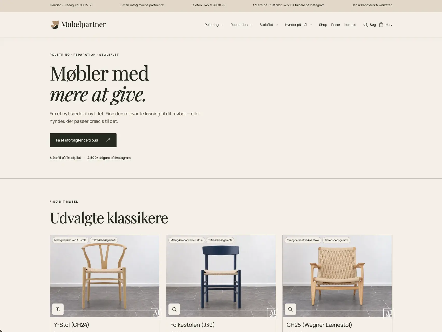 Design og hjemmeside for Møbelpartner