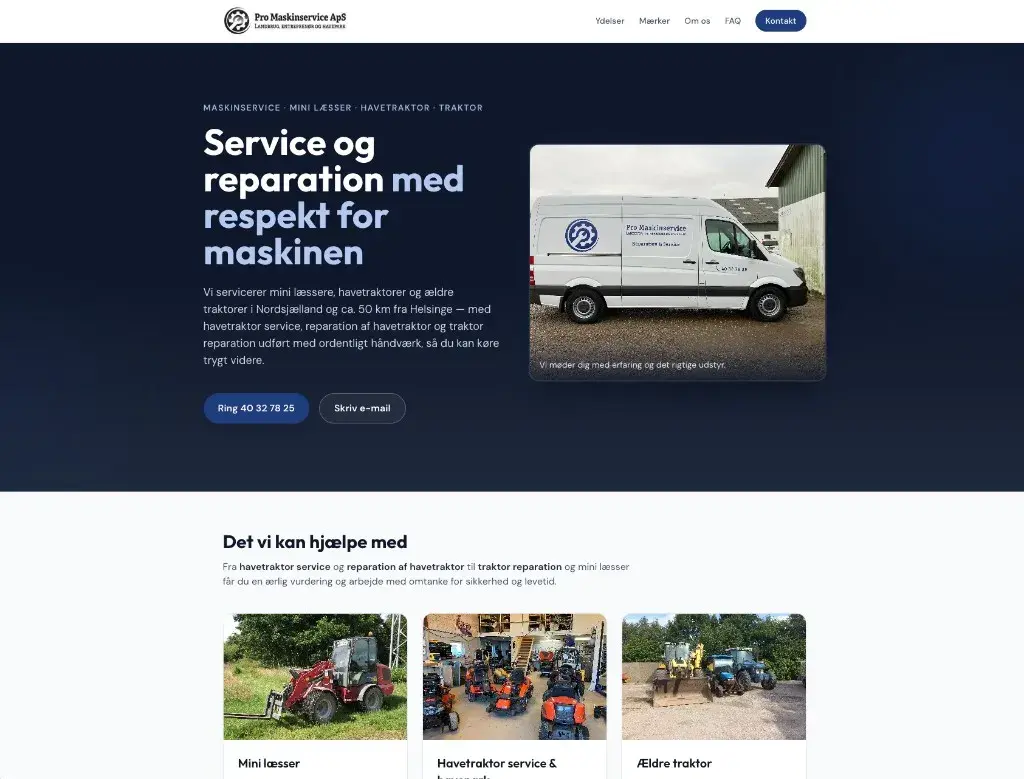 Projekt: Pro Maskinservice ApS - Maskinservice