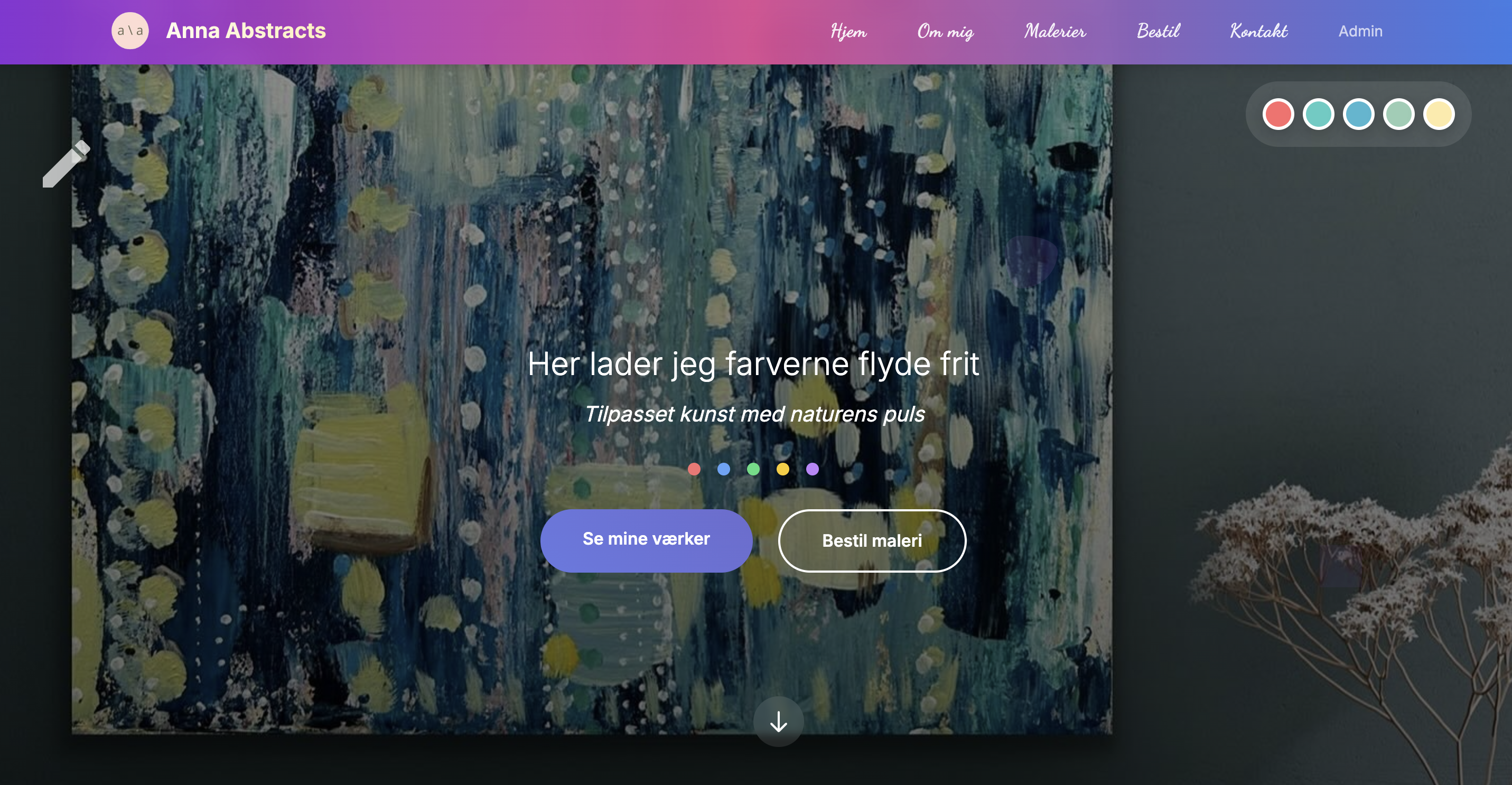 Anna's Abstracts projekt - kunstner hjemmeside med malerier