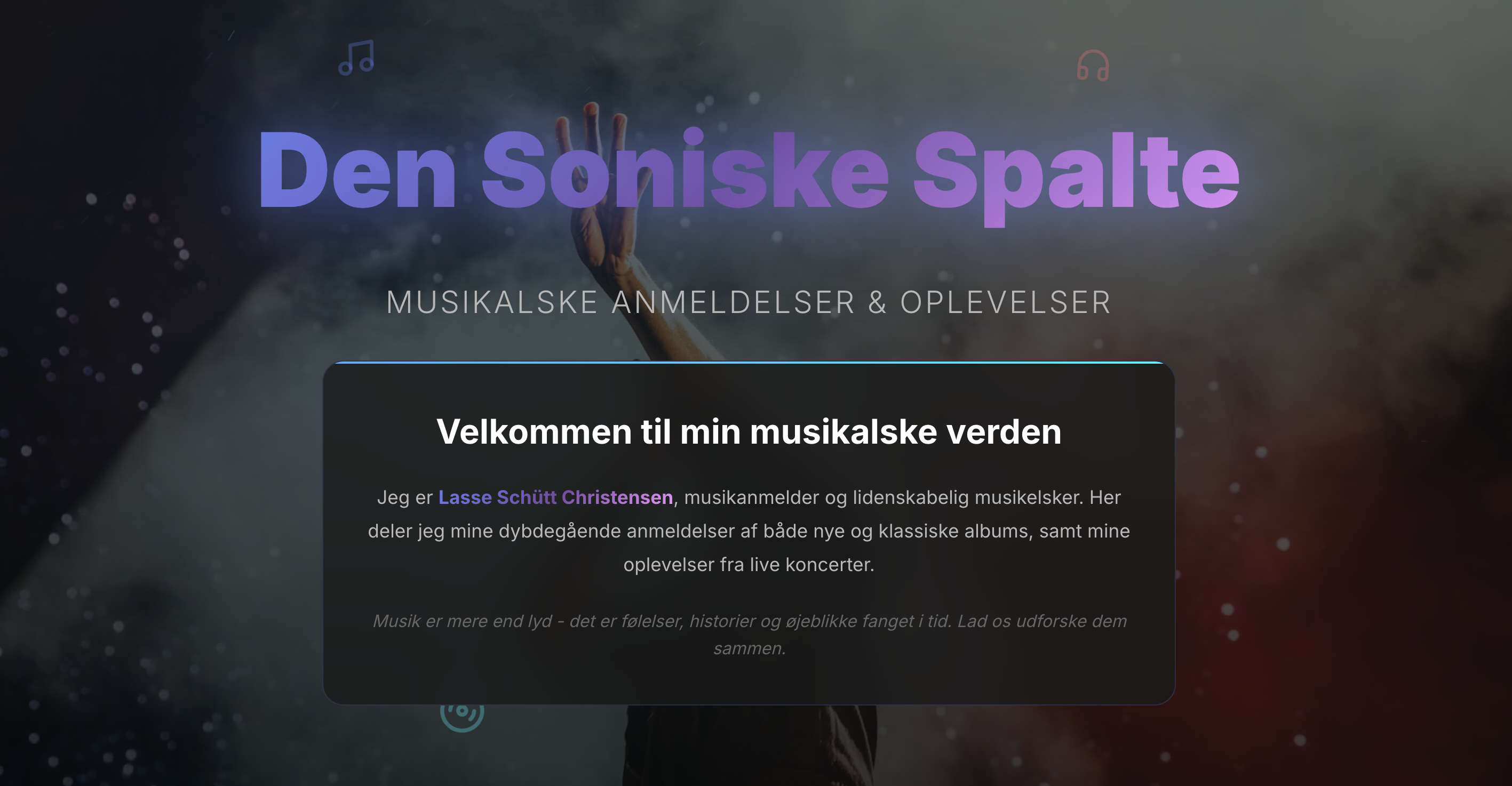 Den Soniske Spalte projekt - musik hjemmeside